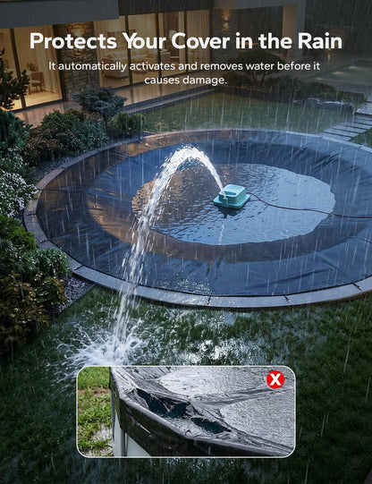 Voeer Pool Cover Pump with Built-in Nozzle, 950 GPH Automatic Submersible Pump, 25ft Cord, Hose Connection Supported, Water Level Indicator, Low-Profile Design, 110W Motor, Waterproof Design