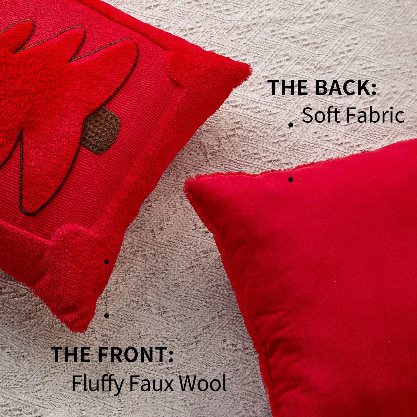 DFXSZ Christmas Pillow Covers 18x18 Red Big Christmas Tree Decoration Soft Plush Faux Fur Jacquard Throw Pillows for Bedroom Sofa Holiday Festivals Winter Home Decor PTK068B18