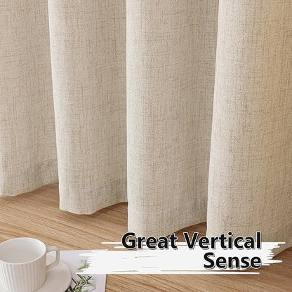 Tollpiz Linen Tier Curtains Rod Pocket Semi Sheer Short Kitchen Curtain Half Burlap Light Filtering Thick Linen Drape for Bathroom, 30 x 30 inches Long, Natural, Set of 2 Panels