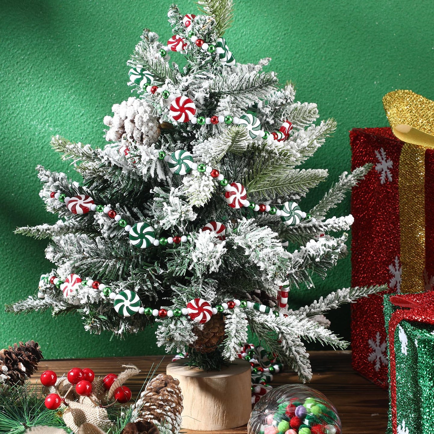 LCPQMZGH 16 feet Christmas Candy Garland Acrylic Peppermint Candy Christmas Tree Garland for Holiday Party Decorations