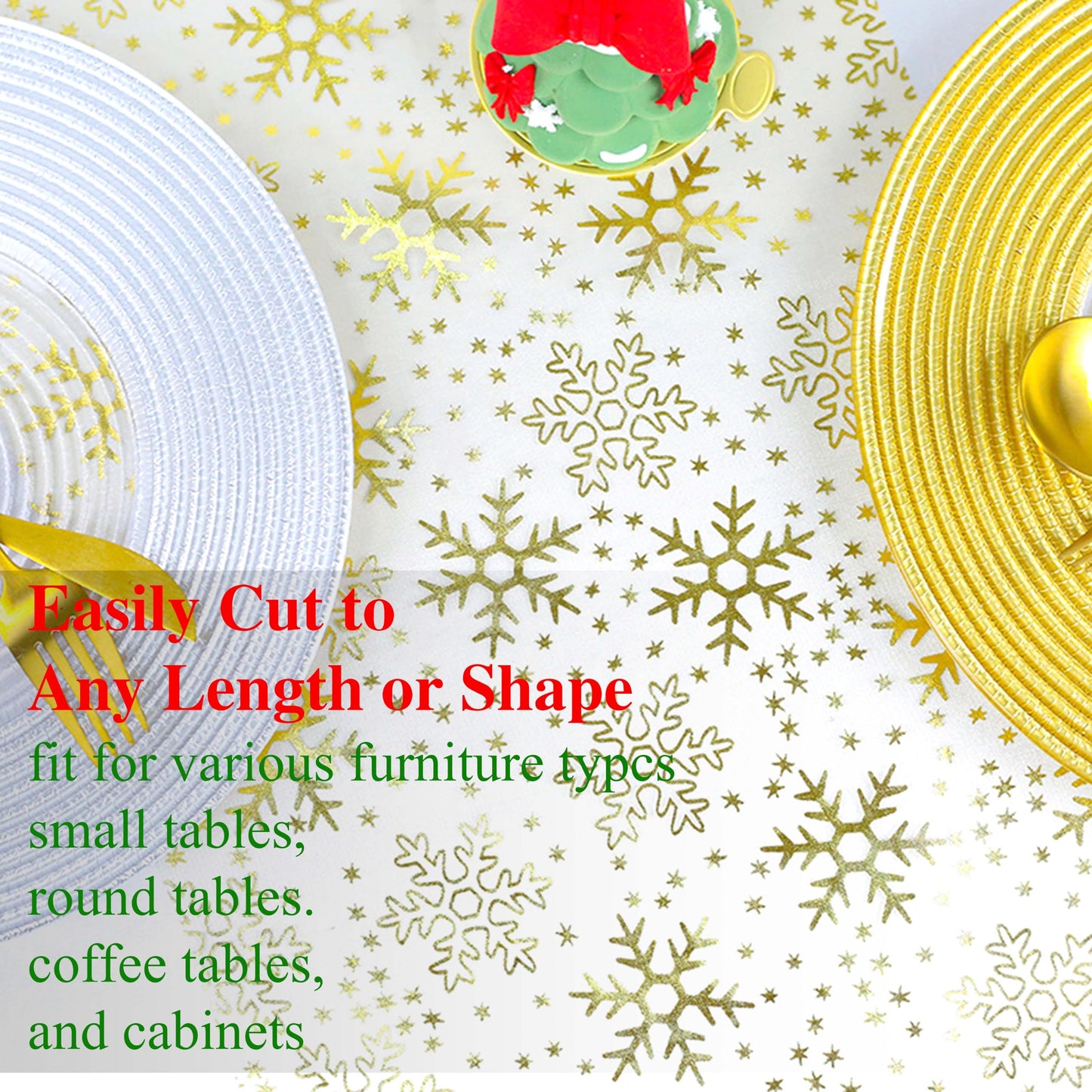 Yonuni Gold Snowflake Table Runner 11x108 Inch - Christmas Tulle Table Runner Gold Table Decorations Centerpiece for Wedding Birthday Christmas Thanksgiving & Party