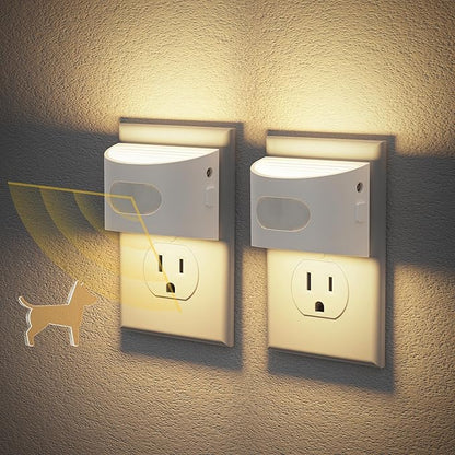JandCase Motion Sensor Night Light, Night Lights Plug into Wall, Dusk to Dawn Sensor Nightlight with Motion Activated, 30/60/100lm Brightness Dimmable, 3000K Warm White, for Kids Bedroom Hallway