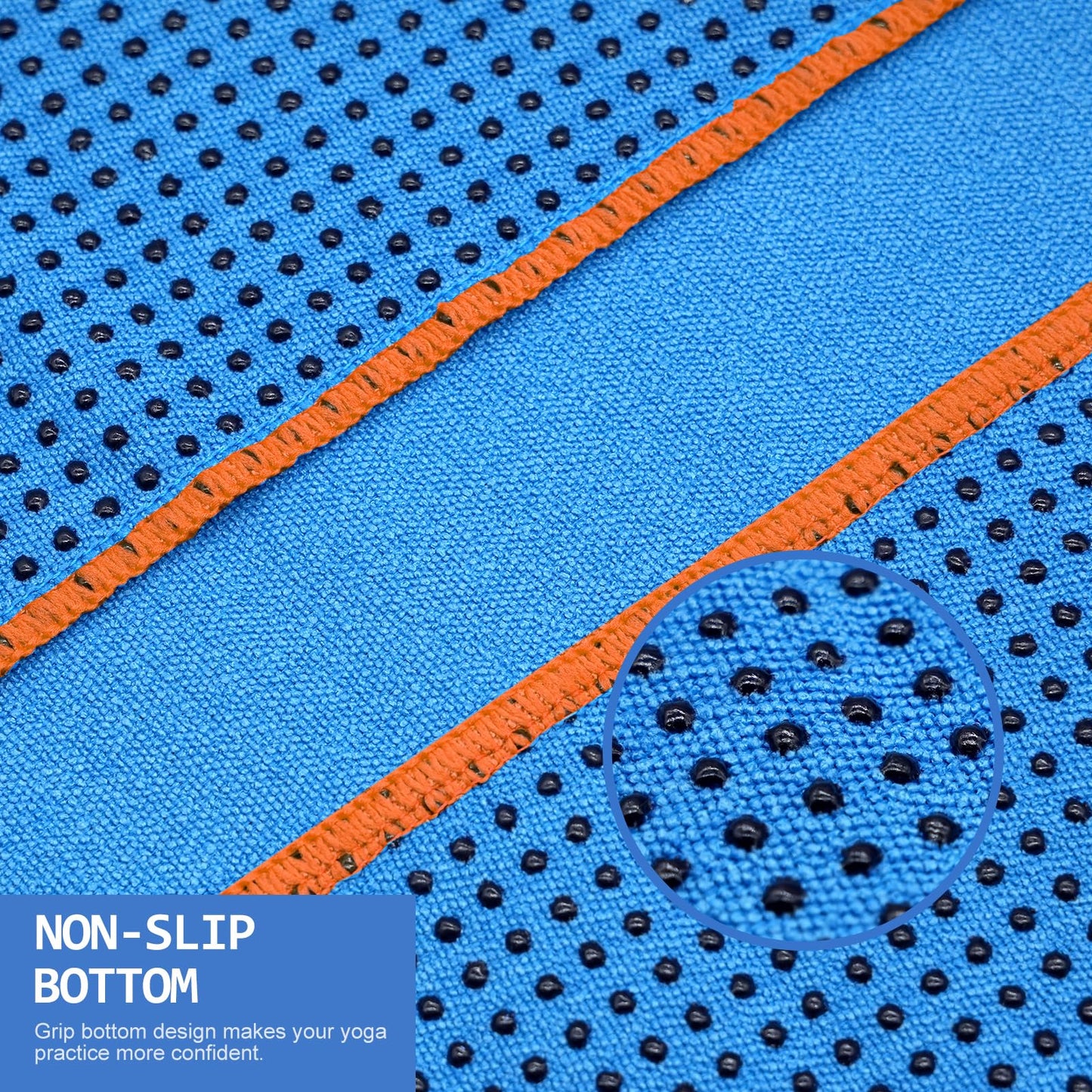 Eunzel Hot Yoga Towel - Microfiber Non Slip Yoga Mat Towel with Grip Dot Sweat Absorbent Towel for Hot Yoga, Pilates and Fitness 72" x 24", Dark Cyan/Orange