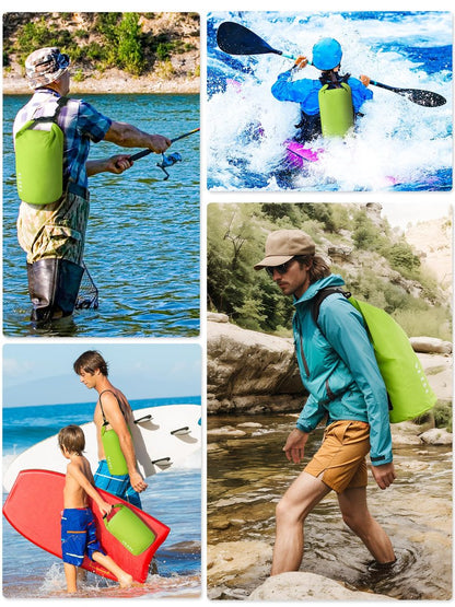 HEETA Waterproof Dry Bag for Women Men, Roll Top Lightweight Dry Storage Bag Backpack with Emergency Whistle for Travel, Kayaking, Boating, Camping, Beach, Cruise Ship Essentials (Lemon Green, 30L)