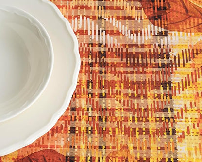 Maison d' Hermine Table Cloth Rectangle Table 100% Cotton 70 x 108 Inches Fall Tablecloth Reusable Everyday Use for Thanksgiving Christmas Decorations Dining Farmhouse Party (Thanksgiving Tartan)