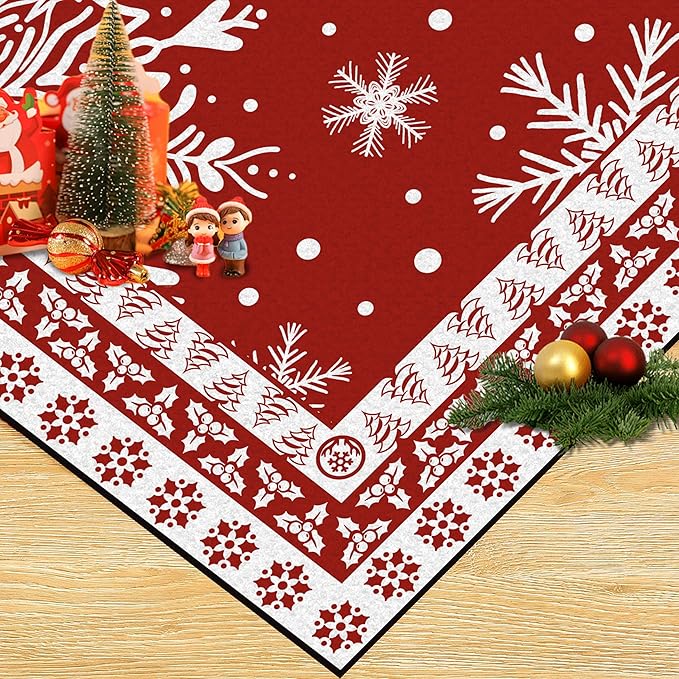 5' X 7' Christmas Rugs Indoor Snowflake Area Rugs for Living Room Bedroom Dining Room Classroom Dorm Fluffy Red Snowfall Carpet for Girls Kids Women Floor Mat Xmas Decor