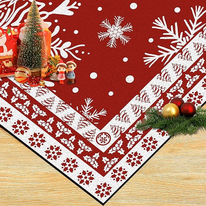 2' X 3' Christmas Area Rug Snowflake Rug Washable Non Slip for Entryway Indoor Front Door Laundry Dorm Bathroom Red Merry Christmas Carpet for Kids Girls Doormat