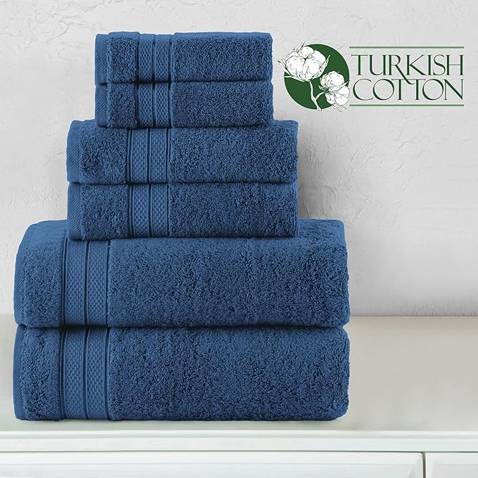 Elegant Comfort Luxury 6-Piece Towel Set, Premium Soft 100% Turkish Cotton