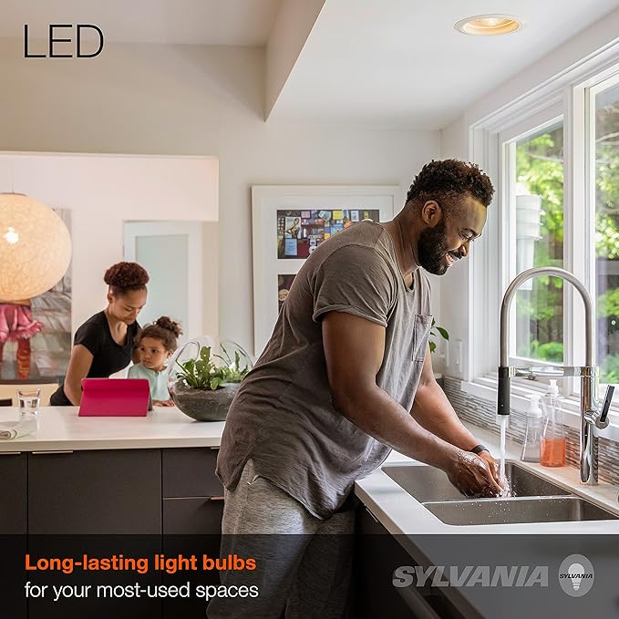 LEDVANCE Sylvania ECO LED BR30 Light Bulb, 65W = 9W, Dimmable, Frosted Finish, 650 Lumens, 4000K, Cool White - 4 Pack (41102)
