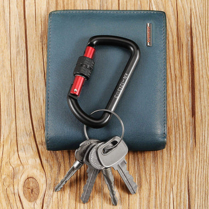 FresKaro Carabiner Clip, Locking and Small, Heavy Duty Carbineers, Key and Keychain Clips, Black Karabiner 3inch, Aluminum, D-Ring, for Belt, Hammock, Weight Bearing, Hiking, Dog Crate, 2Pack