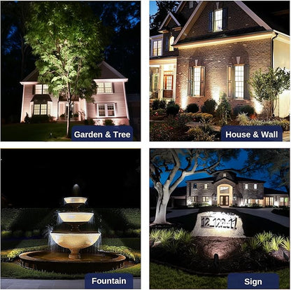 Gardenreet Brass Landscape Lighting - Low Voltage Outdoor Spotlights, Wired LED Uplights 12V, Waterproof Spot Lights, Antique Bronze for Outside Trees with 5W 5000K Daylight MR16 Bulb (4 Pack)