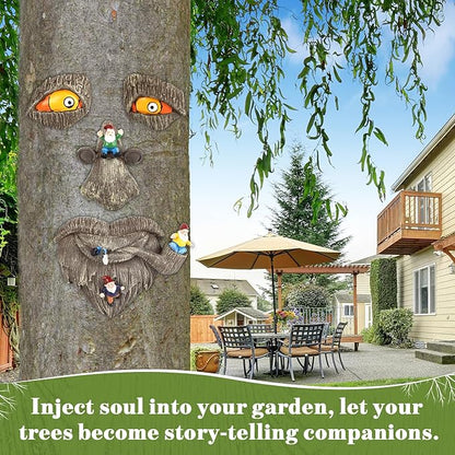 Tree Faces Decor Outdoor, face for Tree Decorations Art Garden Statues,Yard Art Clearance,Whimsical Yard Decor,Whimsical Outdoor Garden,Gardening Gifts,Halloween,Huggers,Funny,Scary,gnome