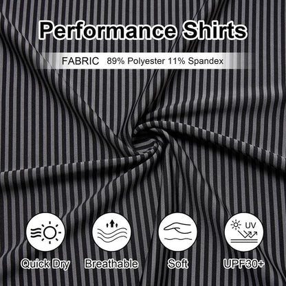 YAMXDM Men's Golf Polo Shirts - Moisture Wicking High Performance Short Sleeve Striped Collared Sports Casual Shirt