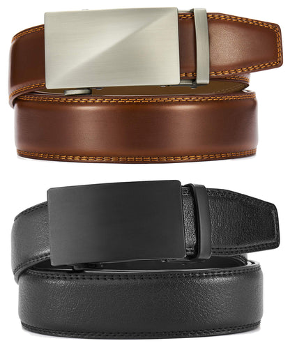 CHAOREN Leather Ratchet Belt Men 2 Pack - Customizable Fit, Effortless Style (35mm)