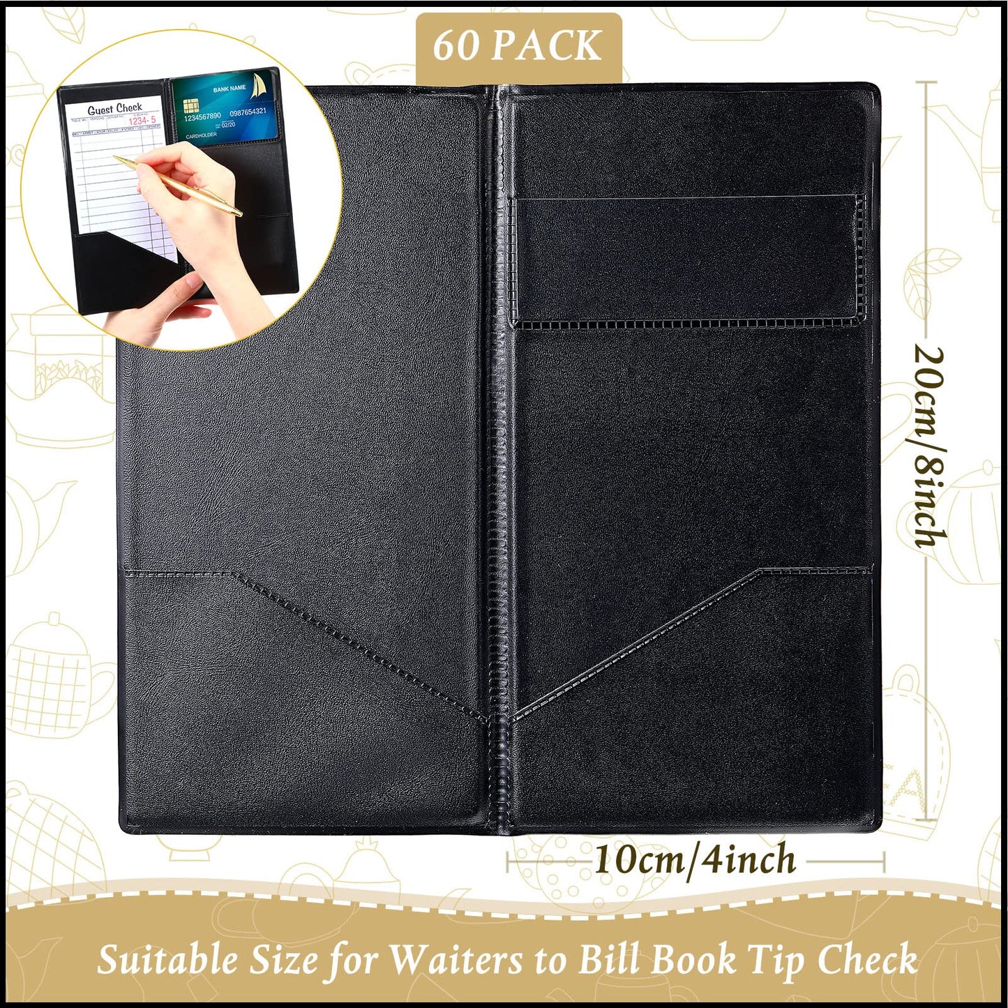 Amyhill 60 Pcs Check Presenters for Restaurants, Guest Bill Card Holders Restaurant Check Presenters Restaurant Tip Holders for Servers Waitress Waiter(Black)