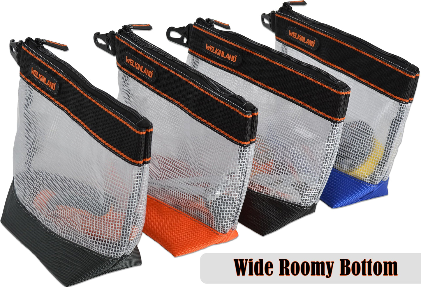 WELKINLAND 10-Inch Clear Tool Pouch Organizer - 4 Pcs Zipper Tool Bags