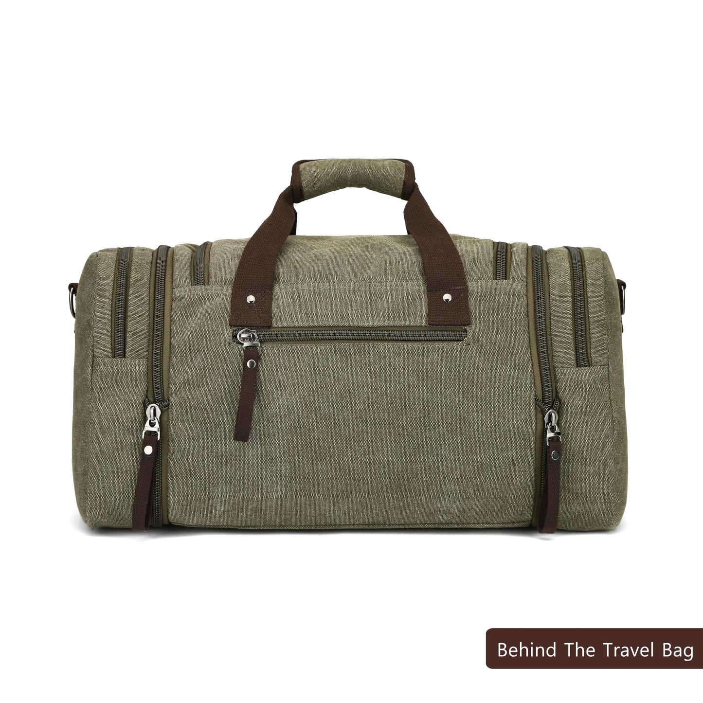 Travel bag large capacity men's luggage bag, expandable canvas leather 55 liters large capacity weekend hiking waterproof(green)