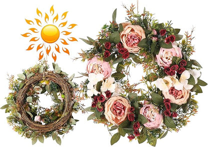 Floral Wreaths Spring Wreaths for Front Door, Artificial Handmade Front Door Wreaths Summer Wreaths for Front Door Windows Wreaths Inner Room Wreath Home Deco.