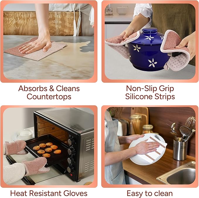 Casa Platino Potholders for Kitchens, 8-Piece – 500°F Heat Resistant Oven Mitts
