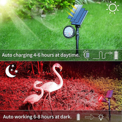 JSOT 2 Pack Halloween Color Solar Spot Light for Yard, RGB Solar Light Outdoor Waterproof Color Changing Spotlight Landscape Uplighting with 9 Lighting Options Decor for Backyard Walkway Tree Lawn