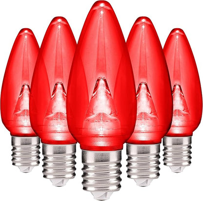 Holiday Lighting Outlet Smooth C9 Christmas Lights | Red LED Bulbs for Indoor & Outdoor Christmas Decor | Set of 25