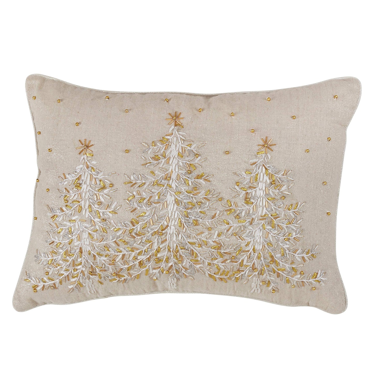 SARO LIFESTYLE Poly Blend Embroidered Christmas Tree Pillow with Down Filled