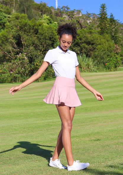 SANTINY Pleated Tennis Skirt for Women with 4 Pockets Women's High Waisted Athletic Golf Skorts Skirts for Running Casual (Light Pink_S)