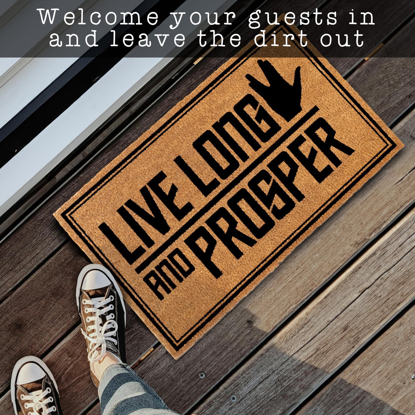 MAINEVENT Live Long and Prosper Door Mat 30x17 Inch, Star Fans Outdoor Decor for Covered Porch Patio, Nerd Welcome Mat, Geeky Home Decor