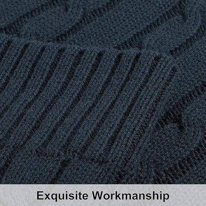 NTBAY 100% Pure Cotton Oversize (60x80) Cable Knit Throw Blanket, Super Soft Warm Knitted Throw Blanket for Bed, Sofa, Chair, Couch - Extra Cozy, Machine Washable, Comfortable Home Decor, Navy