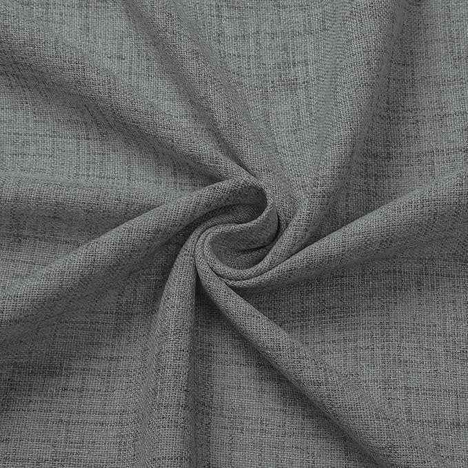 Tollpiz Linen Curtain Bedroom Rod Pocket Semi Sheer Curtains Burlap Light Filtering Thick Linen Drape for Living Room, 38 x 84 inches Long, Dark Grey, Set of 2 Panels