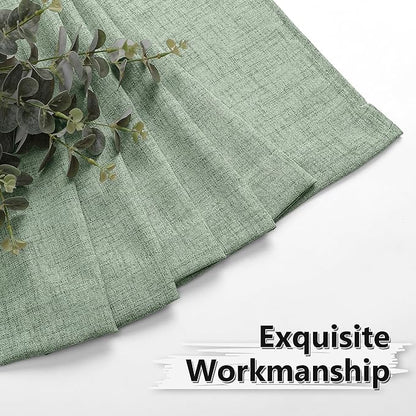 Tollpiz Linen Tier Curtain Rod Pocket Semi Sheer Half Kitchen Curtains Burlap Light Filtering Thick Linen Drape for Bathroom, 30 x 36 inches Long, Sage Green, Set of 2 Panels