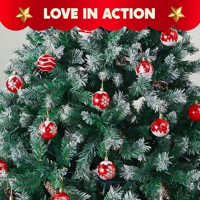 Joiedomi 36 Pcs Red Christmas Ball Ornaments Set, 2.3" Christmas Painting & Glittering Tree Hanging Decoration, Xmas Shatterproof Indoor Decoration for Tree Wreath Holidays Party Supplies