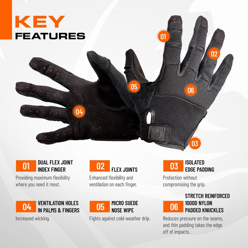 PIG FDT Alpha Full Dexterity Gloves for Shooting Sports, Touchscreen Compatible, Breathable, 1 Pair, Black, Medium