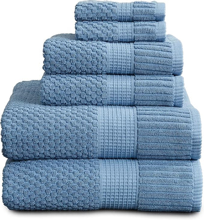 NY Loft 100% Cotton Towel Set 6 Piece | Super Soft & Absorbent Quick-Dry 2 Bath