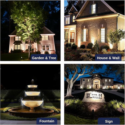 Gardenreet Low Voltage Spotlight - Outdoor Light Fixture 12V AC/DC, Brass Landscape Lights LED Hardwired, Weather Proof Black for Flag Wreath with Neutral White MR16 Removable Bulbs (10 Pack)