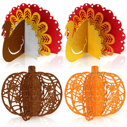 KatchOn, Thanksgiving Centerpieces for Tables – Pack of 4 | Pumpkin & Turkey Centerpieces for Tables | Thanksgiving Decorations for Table | Friendsgiving Party Decorations, Harvest Decorations