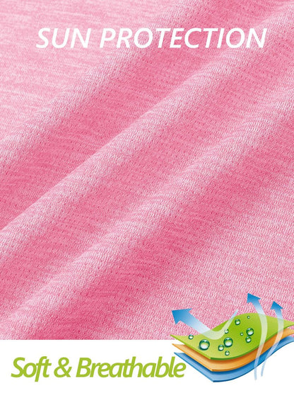 MAGCOMSEN Long Sleeve UV Shirts for Women Summer Shirts Workout Tops Running Shirts Golf Shirt Athletic Shirts Pink M