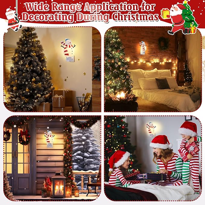 Christmas Decoration Snowman Night Light Plug in, 120V C7 LED Xmas Wall Plug in Nightlights, Christmas Night Light Decor for Bedroom Bathroom Kitchen Hallway Stairs