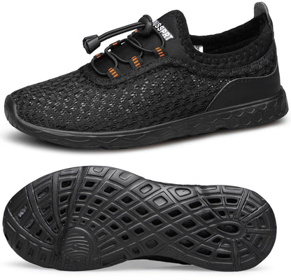 DOUSSPRT Water Shoes for Kids Boys Girls Quick Dry Beach Sports Swim Pool Aqua Shoes for Toddler/Little Kid/Big Kid Allblack 5