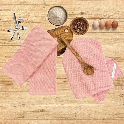 Serafina Home Light Pink Kitchen Hand Dish Towels: Oversized 28" x 18"