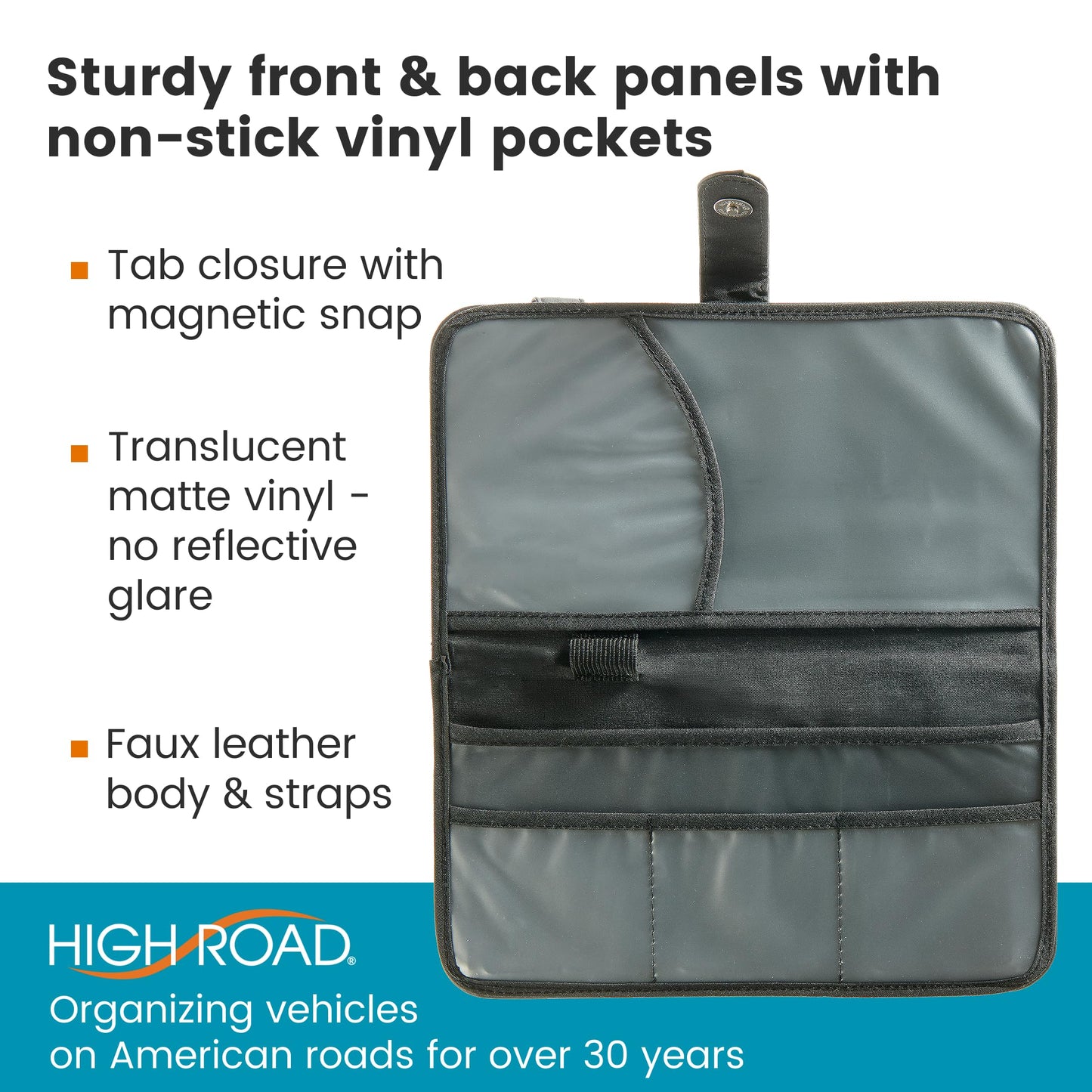 High Road Car Document Holder - Registration and Insurance Card Holder and Car Visor Organizer with 6 Clear Pockets and Pen Loop for Driving Documents, Cards and Paperwork