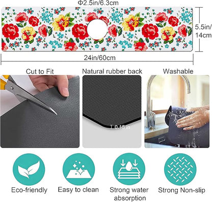 Kitchen Sink Splash Guard Faucet Mat Super Absorbent Fast Drying Mat Sink