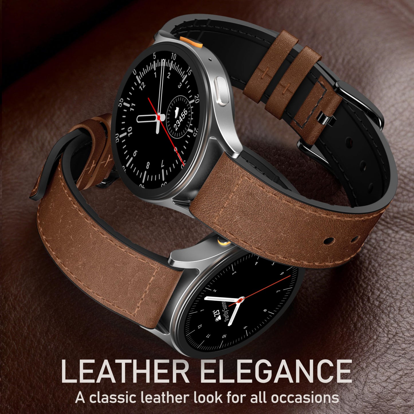 Adorve Leather Bands Compatible with Samsung Galaxy Watch 7 Band/Galaxy Watch 6 Band 40mm 44mm, Watch 6/4 Classic,5 Pro/5/4/FE/Active 2, 20mm Top Grain Leather Strap for Samsung Watch Bands Men Women