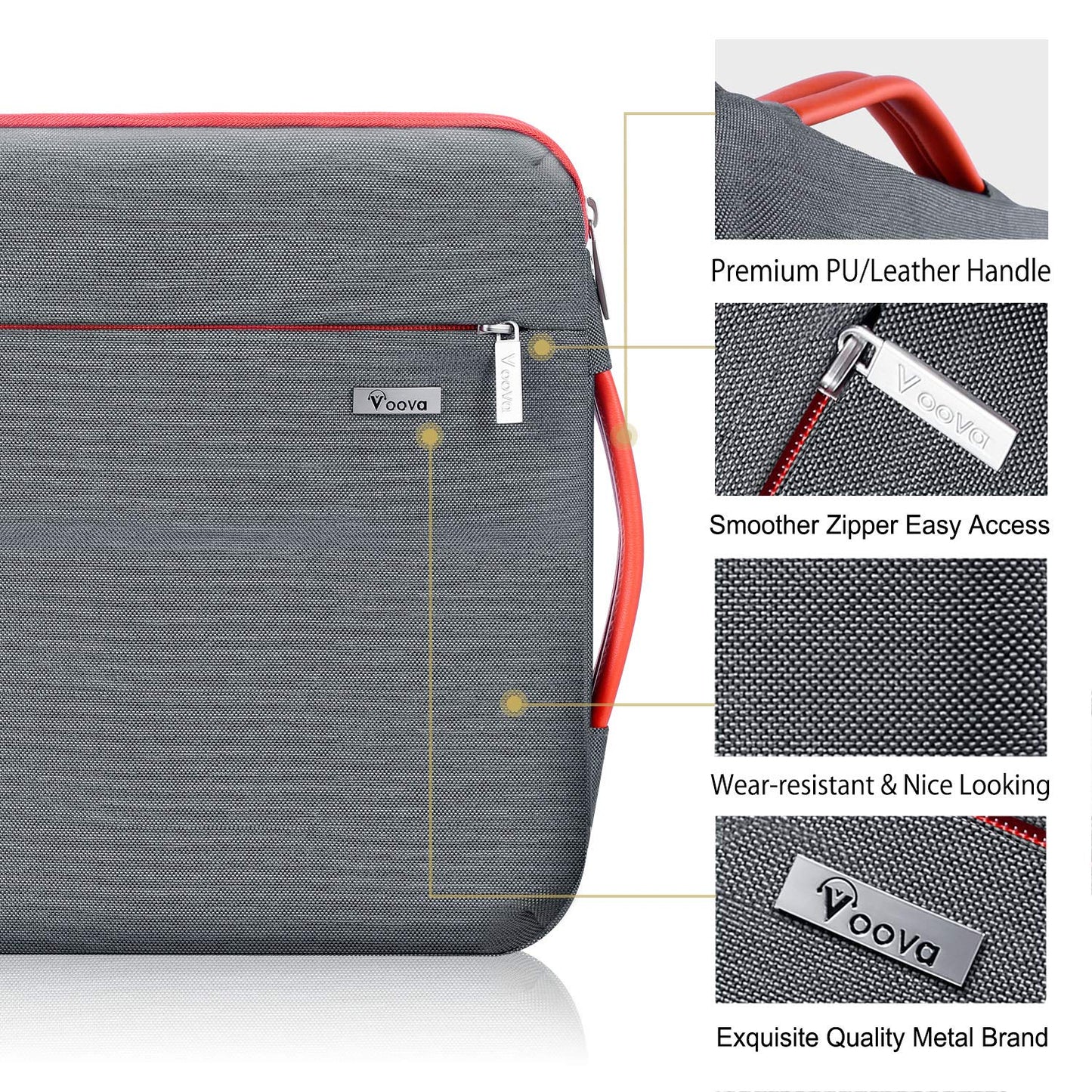 Voova Laptop Sleeve Case 15.6 16 Inch with Handle, 360° Protective Waterproof Slim Computer Bag Cover Compatible with MacBook Pro M2/M3/M4 16, HP Acer Lenovo Yoga ThinkPad Asus Laptop, Grey