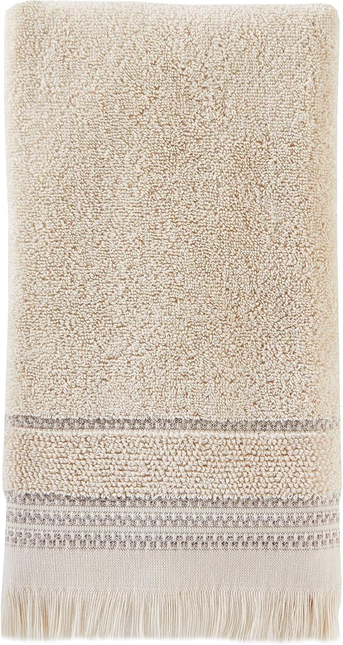 SKL Home Jude Fringe 100% Turkish Cotton Towel, Hand Towe Set, Taupe 2 Count