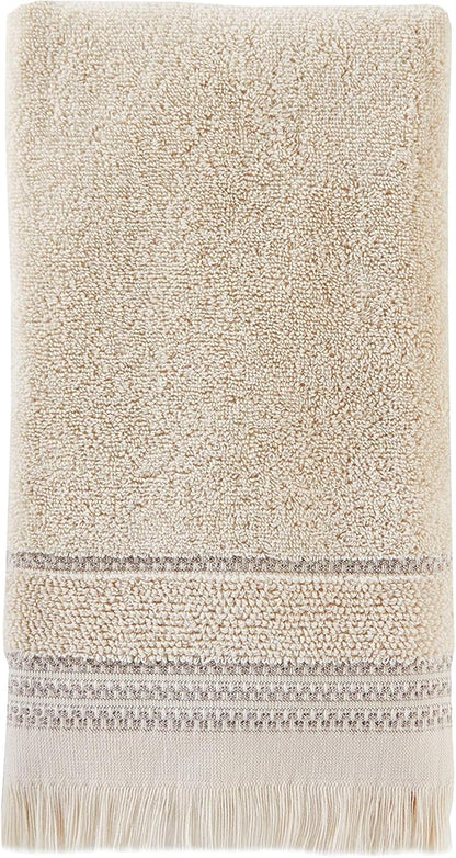 SKL Home Jude Fringe 100% Turkish Cotton Towel, Hand Towe Set, Taupe 2 Count