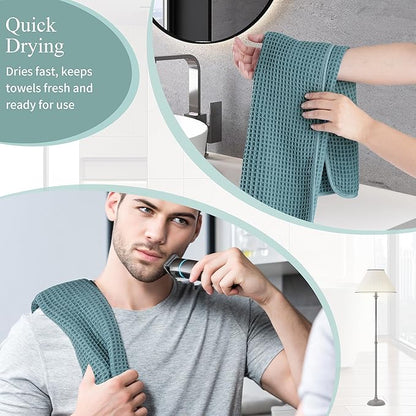 Microfiber Waffle Hand Towels, 4 Pieces, Fast Drying, Lint Free 430 GSM