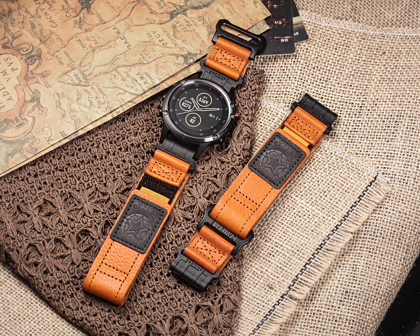 Compatible with Garmin Instinct 2/3 Watch Bands, Rugged Tactical Leather for Fēnix 8 47mm/E 47 mm/7/6/5, Quick Fit 22mm Strap Fit for Quatix 6/5/8 47mm, Approach S60/S62