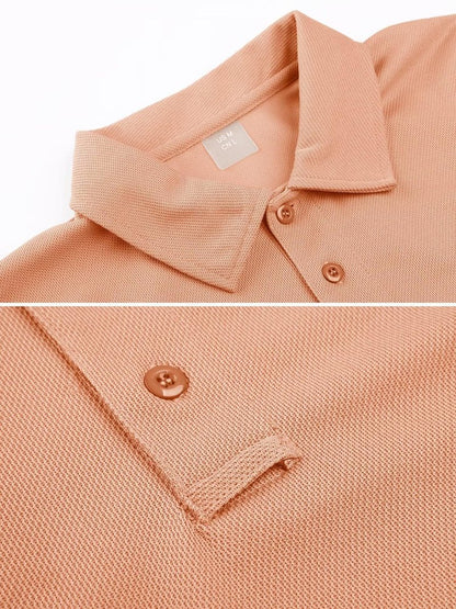 MAGCOMSEN Golf Polos for Men Dry Fit Short Sleeve Polo Shirts Breathable Athletic Polo Shirts Rugby Shirt Apricot S