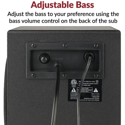 Cyber Acoustics CA-3090 2.1 Speaker System with Subwoofer with 18W of Power – Easy Setup and Convenient Controls, Great for Music, Movies, and Gaming
